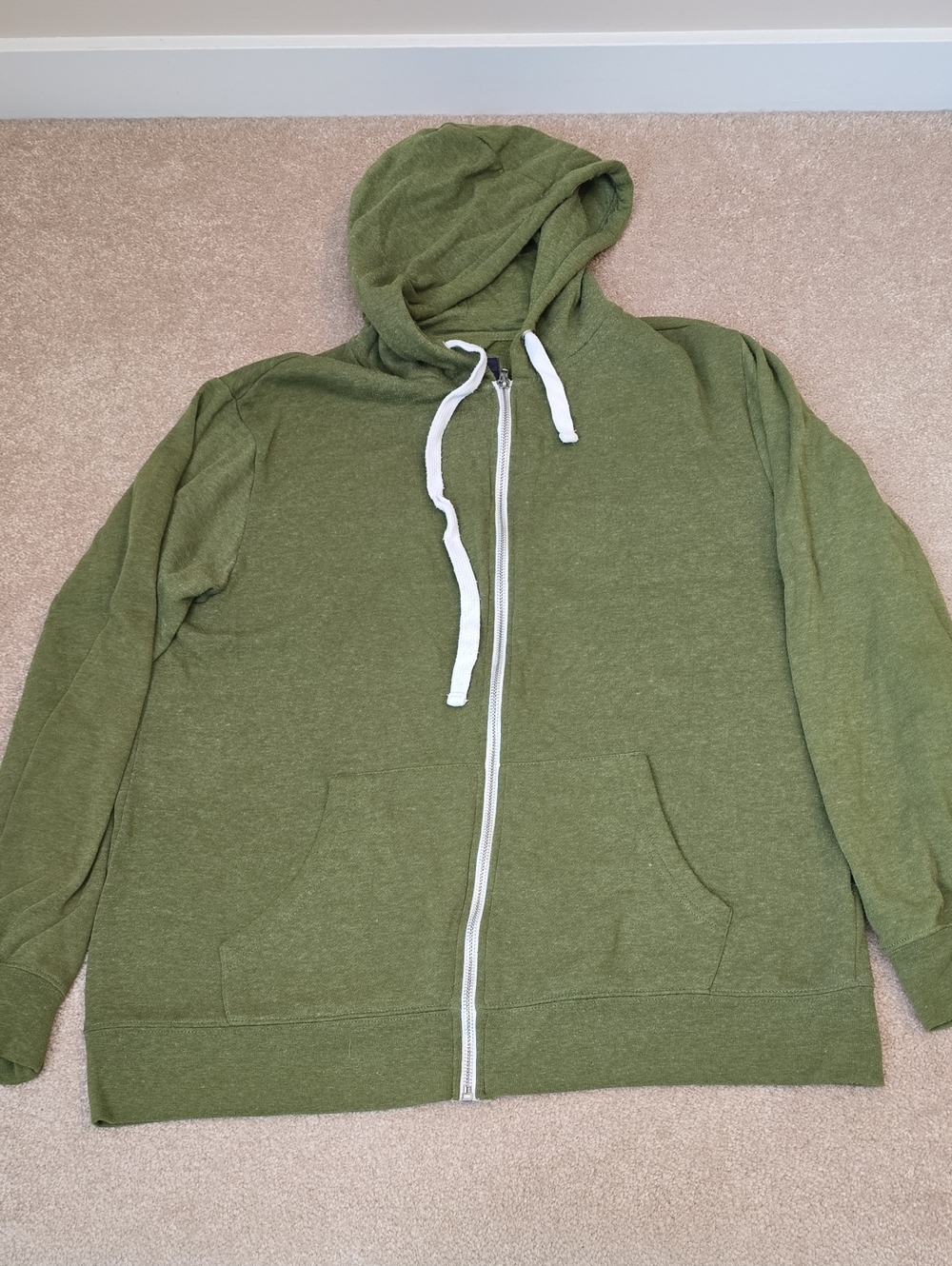Bluenotes Men's Olive Green Zip-Up Hoodie Sweatshirt - Size Large